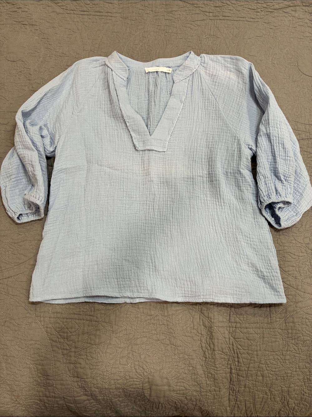 Lush distressed gauzy blue top S